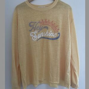 C&C California "Hey Sunshine" Women's Yellow Long Sleeve Graphic Shirt, size XL